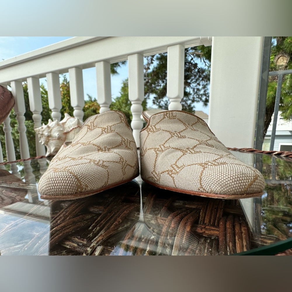 Lauren Ralph Lauren CECILY Beige & Tan Slip-On Sandals - Size 8 B- Cream color - Picture 10 of 11